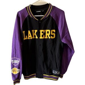 PRIMARK NBA LA Lakers Jacket Varsity Sport Basketball Snap Buttons Men's MEDIUM